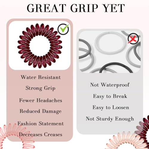 Image of ZIBUYU 9 Pcs Coil Spiral Rubber Band for Hair, Ponytail Scrunchies