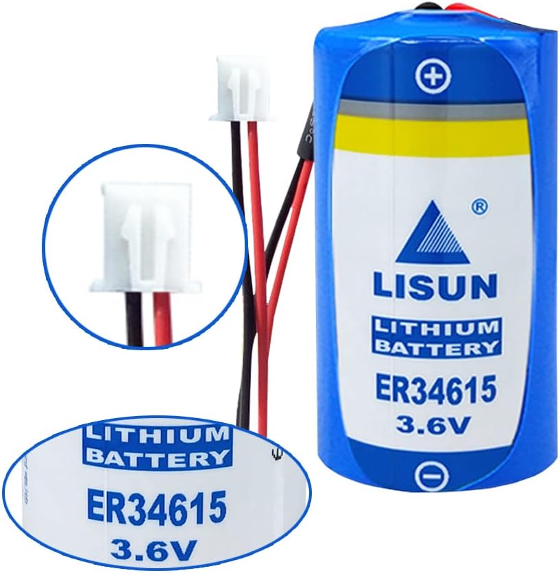 (5 Pack ER34615 D Cell Lithium Battery 3.6V 19000mah for Multipurpose PLC Programmer ETC Battery with White Plug