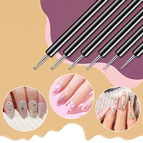 Artdone Nail Art Brushes Set 6Pcs Double-Ended Brush Nail Art Gel Polish Liner Brushes Design Pen For Nail Drawing And Dotting Tools Nail Paint Brushes Small Detail Brushes…… #TOP4