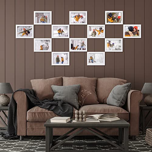 Giftgarden White 5X7 Picture Frame Pack Of 12, Multi White Woodgrain 5 By 7 Photo Frames Bulk For Wall Or Tabletop Display #TOP5