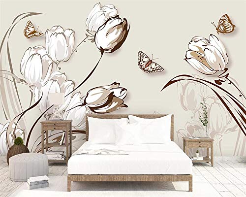 Papier peint personnalisé masquant relief fleur minimaliste papillon 3D