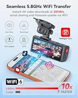 REDTIGER F7NA 4K Dashcam Vorne Hinten, STARVIS 2 IMX678 8MP Ultra HD Autokamera, 5.8GHz WLAN(20MB/s), GPS & Sprachsteuerung, HDR Nachtsicht, 24H Parküberwachung, Ohne SD-Karte, Bis zu 512GB Max – Ansicht 5