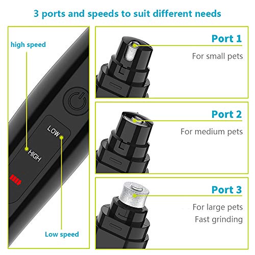Triturador de unhas para animais de estimação recarregável USB Aparador sem fio elétrico baixo ruído