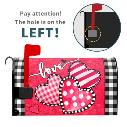 Image of Valentine's Day Mailbox Covers Magnetic Standard Size 21 X 25.5 Inch Red Pink Love Hearts Magnetic Mailbox Cover Valentine Mailbox Wraps Post Box Cover Decoration Outdoor Garden Home Yard Outside