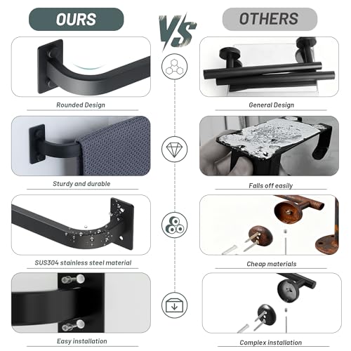 Mooche Bathroom Towel Bar, 32 inch Towel Racks for Bathroom Wall Mounted, SUS304 Stainless Steel Heavy Duty Towel Holder Bathroom Accessories Modern Home Decor, Matte Black Finished by Mooche - Image 3