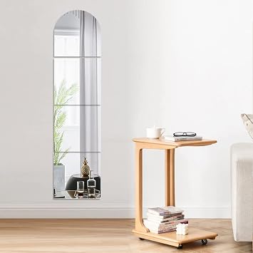 Full Length Wall Mirror Tiles, 12'' x 12'' x 4PCS Acrylic Plexiglass Frameless Full Body Mirrors for Walls Bedroom, Removable Wall Mounted Makeup Large Long Mirror for Home Gym Door Acrylic C