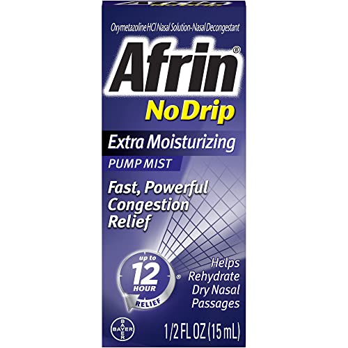 Afrin No Drip Extra Moisturizing 12 Hour Nasal Congestion Relief Pump Mist - 15 mL (Pack of 4)