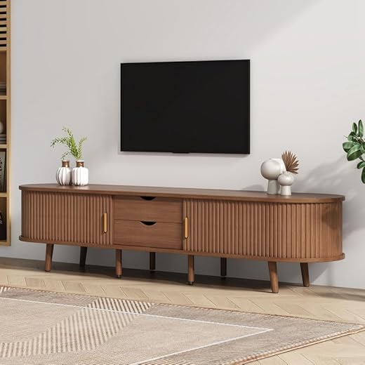 Ovaler TV-Schrank Nussbaum für 75 Zoll Fernseher