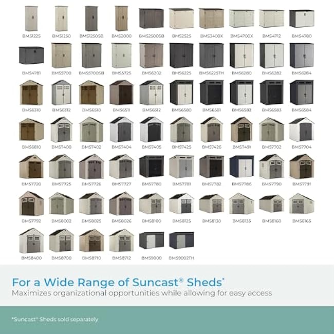 Suncast 2-Pack Accessory Baskets, Resin Organizers for Shed, Black, 25 x 7.25 x 7 - Outdoor Storage Organization, 30 lb Weight Capacity Per Shelf Basket, EZ Bolt Wall-Mount Assembly