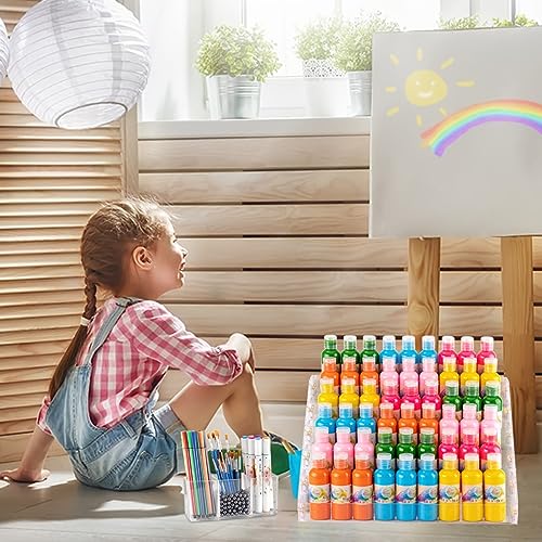 Image of JANNO 6 Layers Acrylic Paint Bottles Organizer, Craft Paint Brush Holder With Beads, Perfect Paint Storage Rack For Storing 2oz Paint Bottles, Oil Paint Tubes, Miniature Paints (Type B)