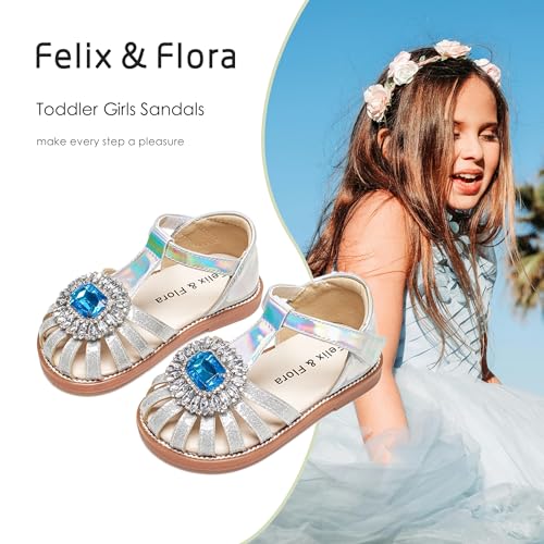 Image of Felix & Flora Toddler Girls Sandals Soft Rubber Princess Flat Shoes Flower Girl Shoes