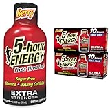 5-hour ENERGY Extra Strength Berry Energy Shot 1.93oz, 20-Pack – Sugar Free Caffeine Energy Booster with B-Vitamins & Amino Acids – Zero Calorie