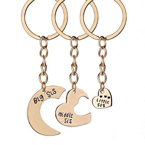 Preisvergleich Produktbild Skyeye 3 Stück Gute Schwestern lieben Auto Schlüsselanhänger Anhänger Geschenk Schlüsselring Schlüssel Anhänger Keychain Legierung Gold