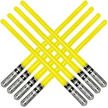 Pack of 8 Inflatable Light Saber Sword Toys - 8 Yellow Lightsabers - Great for Star Wars Parties and Favors, LARP, Halloween Costume, give Away, Christmas Stocking Stuffer