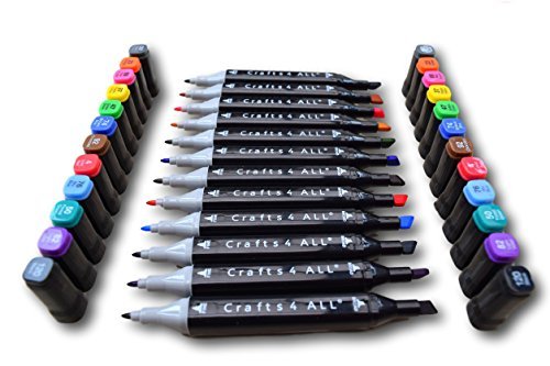 Fabric Markers Crafts 4 AllÃÂ® Permanent 12 Pack Dual TIP Premium Quality Assorted Bright Fine Writers Art Fabric Pens. Child Safe & Non Toxic.design Your Own T-shirts,bag,shoes by Crafts 4 All