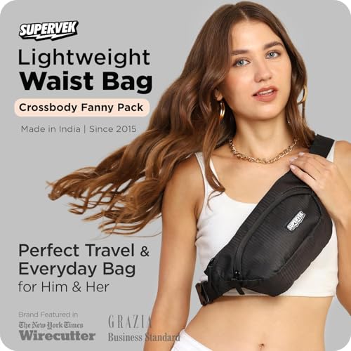Supervek Mini Lightweight Water-Resistant Fanny Pack For Women & Men -Black - image 2
