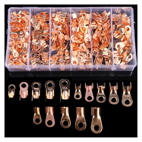 TSIOHKBS 280PCS OT Type 10A 20A 30A 40A 50A Wire Terminals Red Copper Nose Lugs Crimp Open Mouth Cable Connector Splice