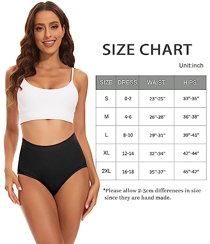 Sayceli Breathable Women's Underwear, Soft High Waisted Tummy Control Panties Ladies Seamless Stretch Full Coverage Briefs Black #TOP6