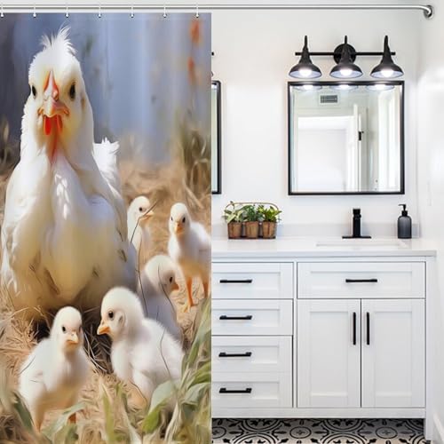 Rideau de douche imperméable en polyester lavable 122x183cm poulet mignon - 5