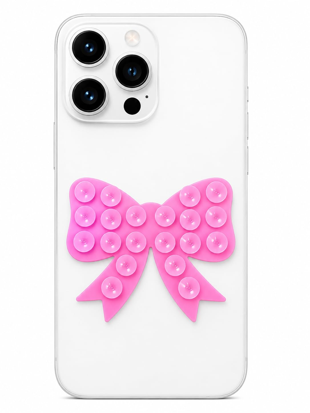 Case Creation Silicone Cute Bow Pop Suction Cup Phone Grip Holder for iPhone & Smartphones | Vacuum Adhesive Mount Hands-Free Sticky Pad Mobile Accessory for Video, Photos, Selfies, Reels, Mirror-image-16