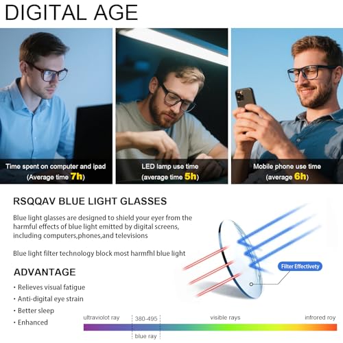 Image of Gaming Glasses, Anti Blue Light Glasses Men, Lightweight Frame Square UV400 Protection Blue Computer Eye