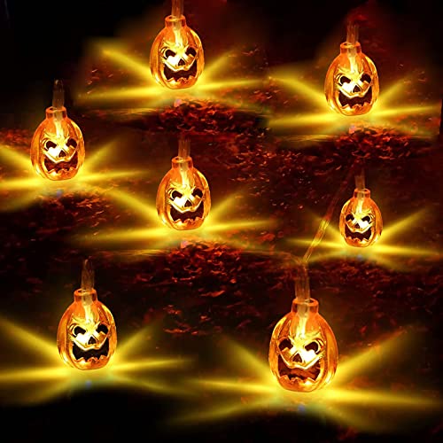 LLSZAHD Halloween Le Citrouille Guirlande Lumineuse,6m 40 LED Lumineuse Batterie Alimentation Citrouille Guirlandes Lumineuses Intérieur Extérieur Halloween Décoration Lumières Festival Party Cover
