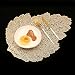 Homcomoda Placemats for Dinning Table Set of 6 Heat Insulation Leaf Washable Place Mats Woven PU Table Mats (Gold)