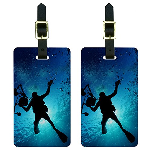 Graphics & More Scuba Diver Underwater Luggage Tag White