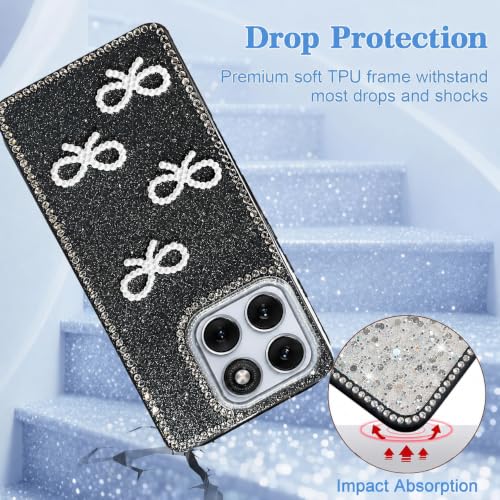 Image of DIZORO for Motorola Moto Edge 70 Fusion 5G Back Cover,Cute Bow Tie Aesthetic Phone Case,Trendy Slim Hard IMD Shockproof Protective Bumper Designer Phone Back Cover for Women Girls Black