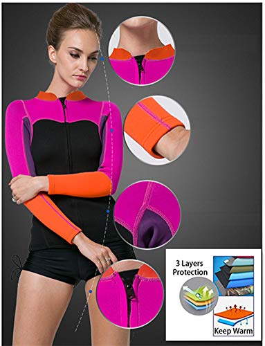 Chamarra neopreno para mujer 2mm, manga larga, cremallera frontal, para buceo y natación miniatura 4
