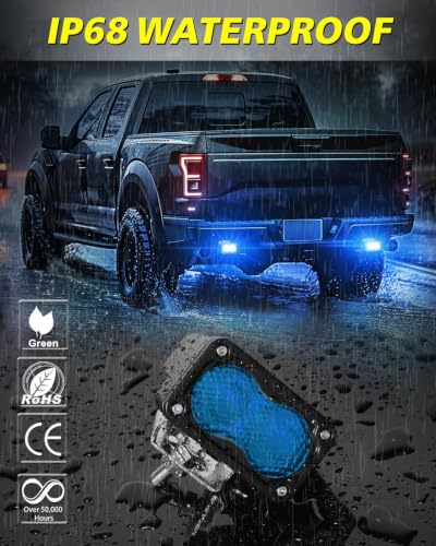 Image of Blue LED Pods, AKD Part 3 inch 40W Diffused CREE LED Pod Lights Blue Boat Light Bars Fishing Chase Emergency Safety Signal Trailer Lights for Boat Truck Pickup Tractor Van UTV
