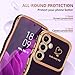 LCHULLE for Samsung Galaxy S25 Case for Women Girls, Cute Wave Frame Curly Shape with Love Heart Raised Camera Protection Cover Luxury Plating Shockproof Phone Case for Galaxy S25 5G, Dark Purple