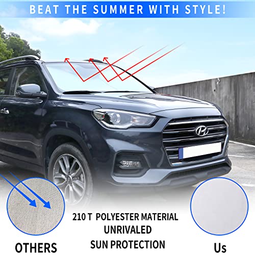 Image of Windshield Sun Shade - 2 Piece Car Sun Shade Windshield, Foldable Car Shade Front Windshield with Reflective Fabric Blocks Sun and Keeps Your Vehicle Cool, for Most Sedans SUV and Trucks - Medium