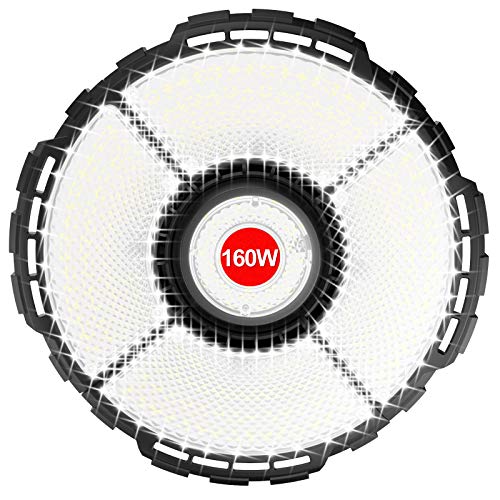 160W LED Garage Light 16000 Lumens Deformable Garage Ceiling Lights LED Shop Light Garage Light Bulb Lighting with 4 Adjustable LED Panels E26 E27 for Garage Warehouse Barn Workshop Basement