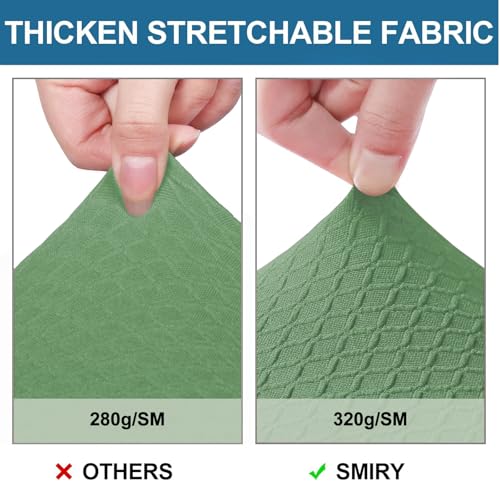Image of Smiry Waterproof Seat Covers for Dining Room Chairs, No Rear Covers | Stretch Jacquard Removable Washable Chair Seat Slipcovers Protector, Set of 8, Green