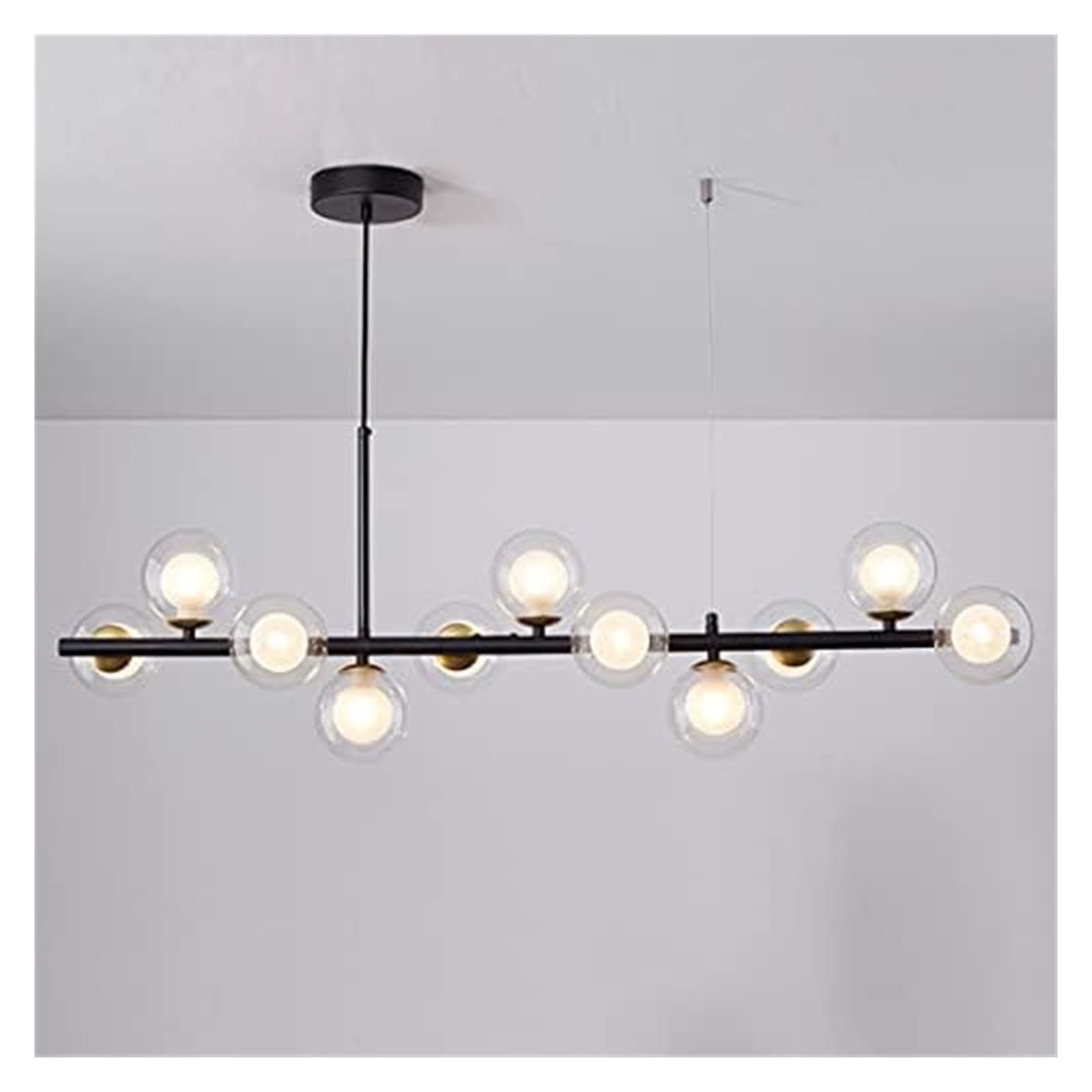 KXEcoLife Chandelier Modern Globe Linear Chandeliers Pendant Lights DNA Molecular Ceiling Hanging Lighting 11-Light Mid Century for Living Room Dining -Smoke Gray(Clear)