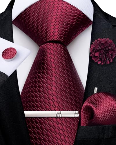 Image of DiBanGu Silk Pre-tied Ties for Men Formal Adjustable Necktie Set | 6PCS,Zipper Tie,Pocket Square,Cufflinks,Tie Clip & Lapel Pin,Wrinkle-Resistant,Premium Gift Box,Formal Business Wedding Party