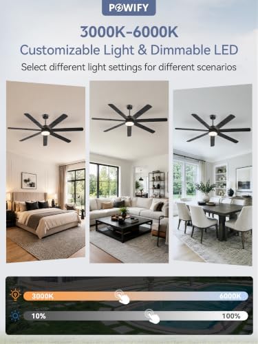 72 inch Large Ceiling Fans with Lights, APP & Remote Control, Dimmable - 4
