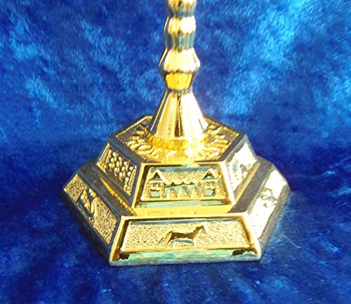 12 Tribes of Israel Jerusalem Temple Menorah Choose from 3 Sizes Gold or Silver (Gold, 8 Inches)