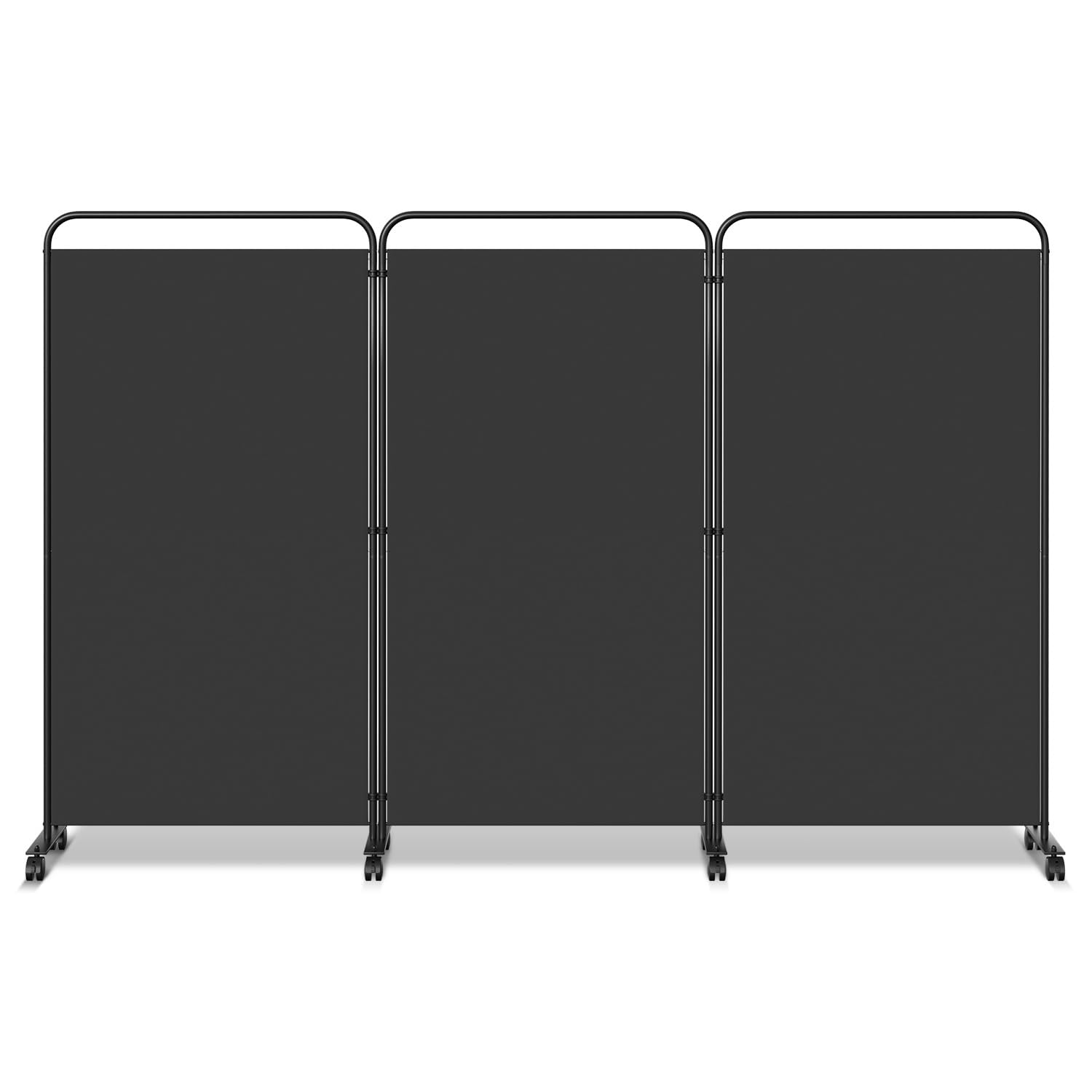 Paravento su ruote, pieghevole, 3 pezzi, divisorio su rotelle, per giardino, ufficio, terrazza, 263 x 180 x 30 cm, antracite