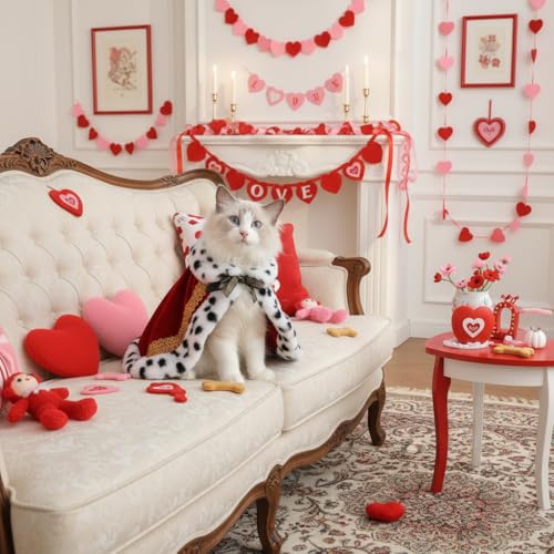 Lovelyshop pet serial Lux Fur Cat Dog Cloak for Halloween costumes, King Queen prince and princess cosplay-S - Image 2