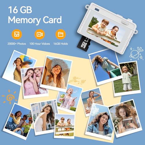 HOTU Mini Keychain Camera, 2K 20 MP Bling Mini Digital Camera with 16G Card Travel and Vlog, Long Battery Life, Photo Video Camera Compact and Portable for Kids, Teens, White — view 6