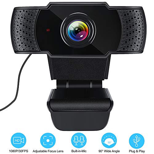 Webcam with Microphone, 1080P HD Streaming USB Computer Webcam [Plug and Play] [30fps]