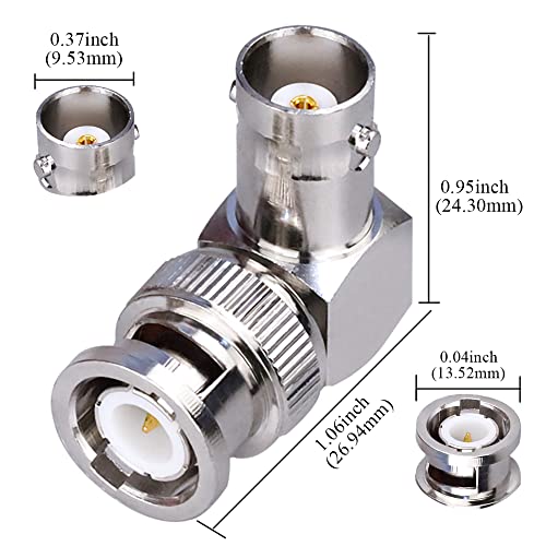 Adaptador en ángulo BNC macho a hembra 90 grados 2 piezas miniatura 4