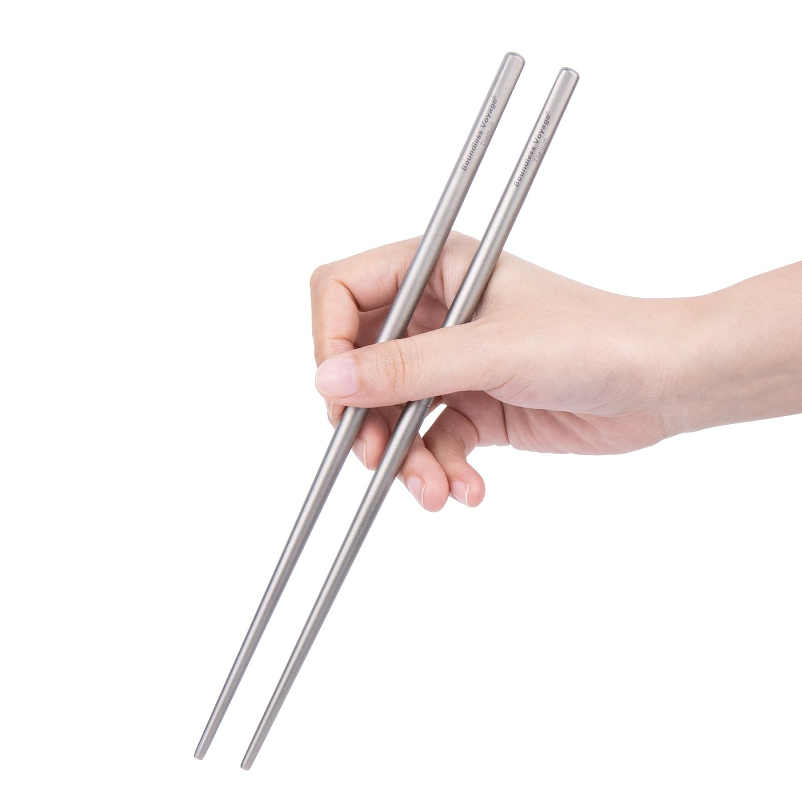 iBasingo Titanium Chopsticks 2-Section Camping Cutlery Detachable Folding Chopsticks Outdoor Travel Portable Tableware Small Lightweight Flatware Business Picnic Hiking Fishing Dinnerware Ti1007T — image 1