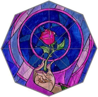 Joryst Beauty and the Beast Stained Glass Fantastic Design Custom Auto Foldable Umbrella Totes Compact Funny Gift