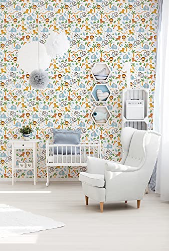 A.S. Création Jungle Wallpaper Little Love Non-Woven Wallpaper 10.05 m x 0.53 m Multicolored Yellow Green Made in Germany 381152 38115-2 - Image 4