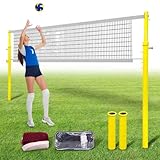 Volleyball Poles, Adjustable Volleyball & Badminton Net Poles Set for Backyard Heavy Duty Badminton Net with...