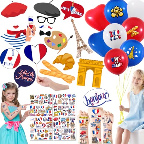 France Party Decorations Set, 232pcs French Party Decorations, Htabiol French