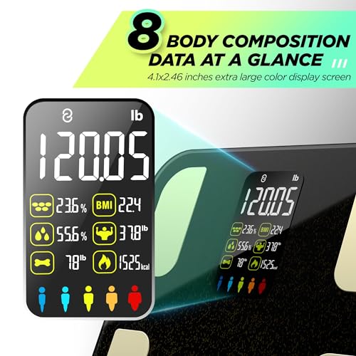 RunStar Scale for Body Weight, 8 Electrodes High Accurate Rechargeable Composition Analyzer with BMR Index Body Fat Digital Scale Composition Muscle & Fat Measurement Large Display 400lb